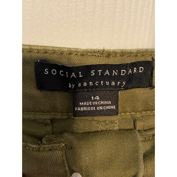Social Standard By Sanctuary Olive Green Straight Leg Pants With Zippered Ankles - Picture 5 of 8